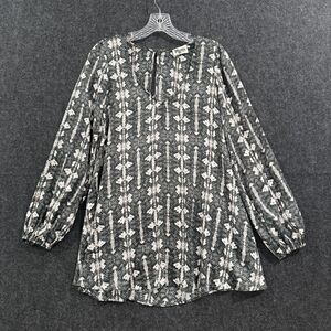 Show Me Your Mumu Donna Michelle Tunic Top Women's XS Black White Boho Pattern
